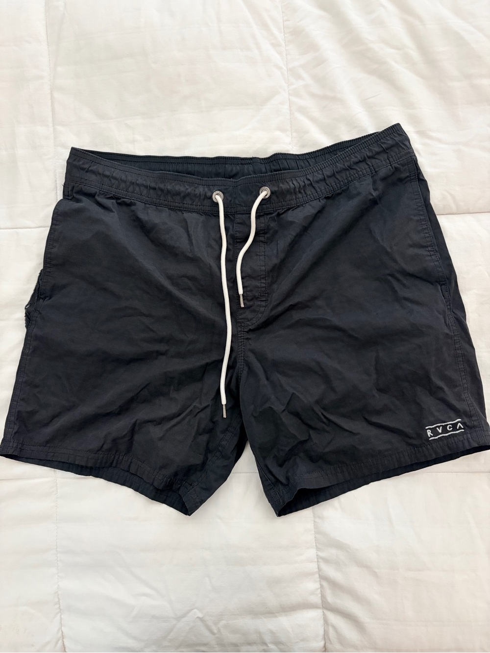 RVCA Black Men's Swim Trunks with White Drawstring